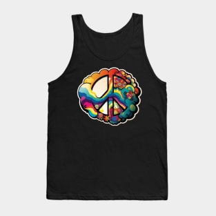 Groovy Psychedelic Peace Sign in Black Tank Top